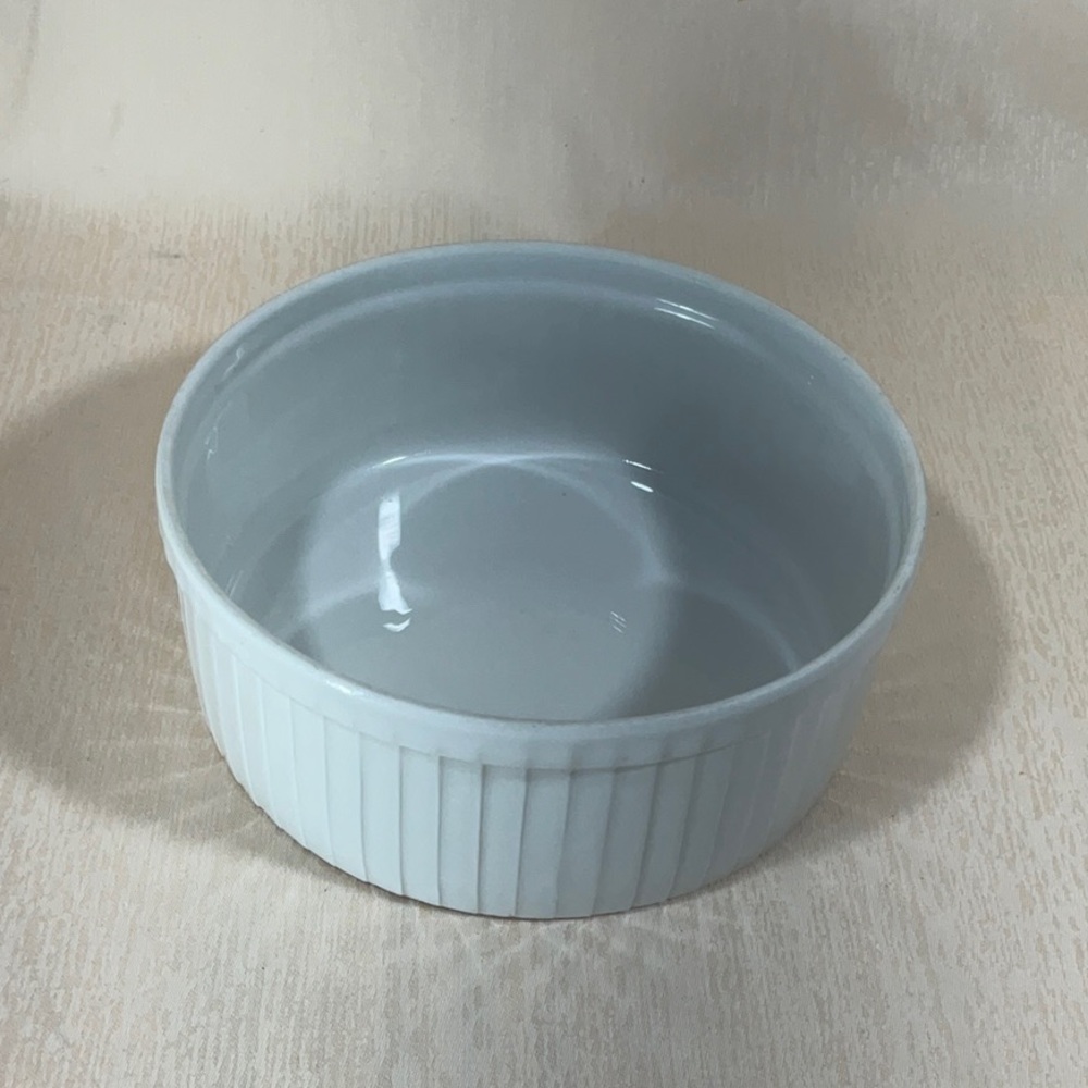 Classic Pillivuyt White Ribbed baking dish. High quality ceramic made in France.